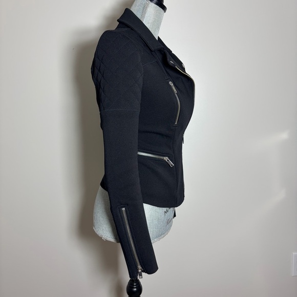 Wilfred Black Moto Jacket Structured Biker Style Quilted Shoulders & Hardware - Picture 4 of 7